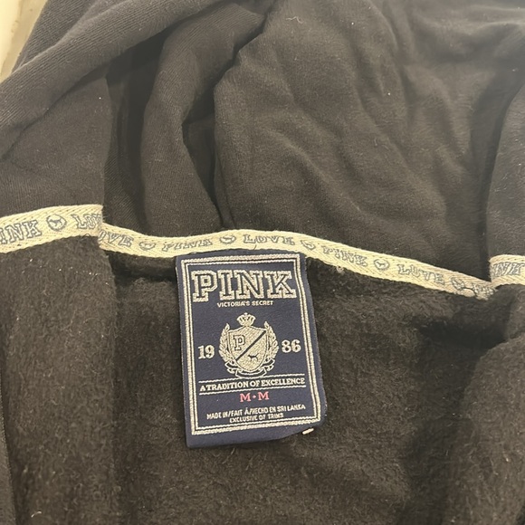 VS PINK Black Zipper Sweatshirt with Crystal Mosaic Heart Design-sz M - Picture 5 of 8